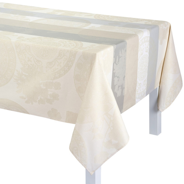 Nappe enduite Fleurs Gourmandes craie Le Jacquard Français - 4 tailles