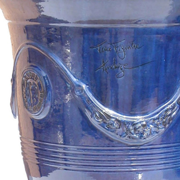Vase Anduze Terre Figuière émaillé bleu foncé - 4 tailles
