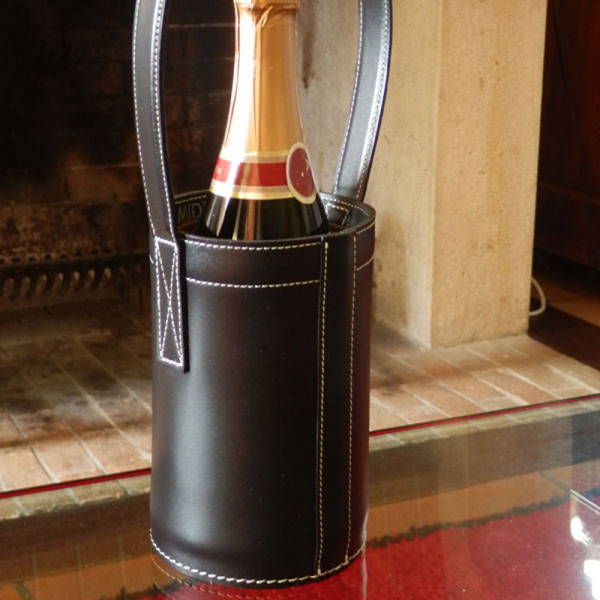 Midipy Seau en cuir porte bouteille