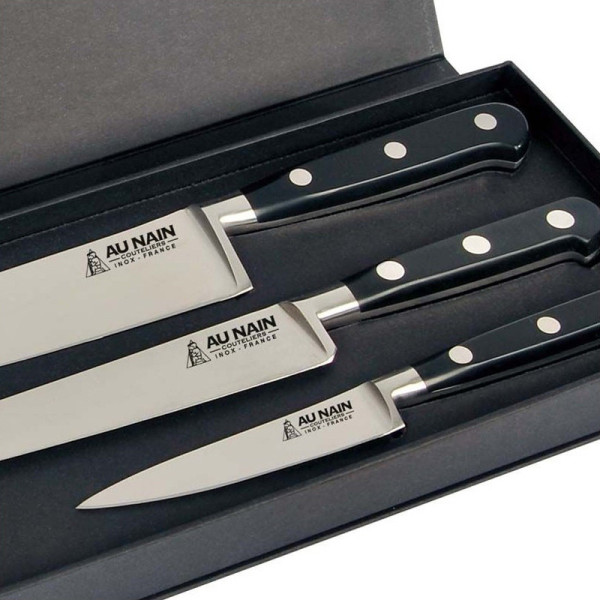 Coffret 3 couteaux de chef Au Nain forge idéal - 2 couleurs