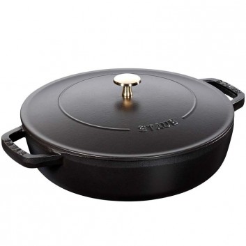 Staub Cast Iron Daily Pan, Dutch Oven, 2.9-quart, serves 2-3, Made in  France, Black 