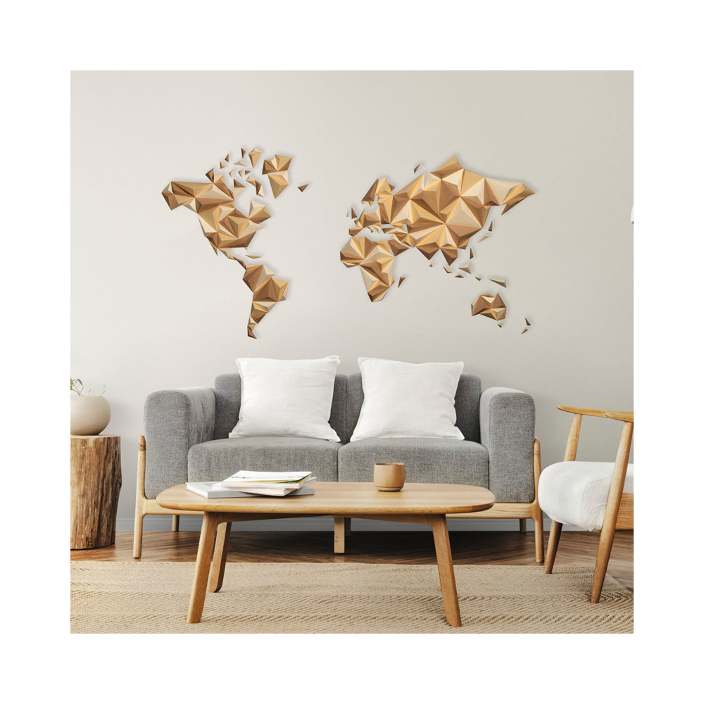 Carte du monde en bois – décoration murale 3D “Naturel”
