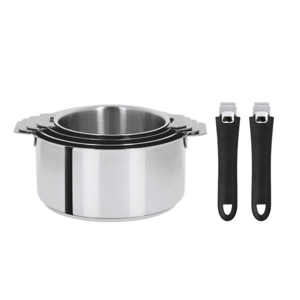 Set of 4 saucepans + 2 removable handles Cristel Mutine Evolution - 6 colors