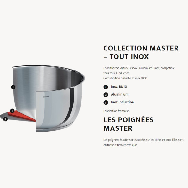 Faitout Cristel Cookway Master en inox avec couvercle - 4 tailles