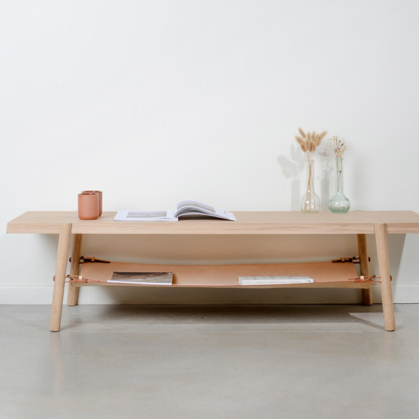 Drugeot Manufacture Coffee table Amac solid oak leather