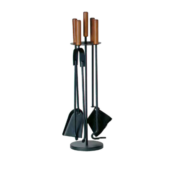 Serviteur de cheminée Reignoux noir bois h.65cm