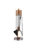 Serviteur de cheminée Reignoux inox bois h.70cm