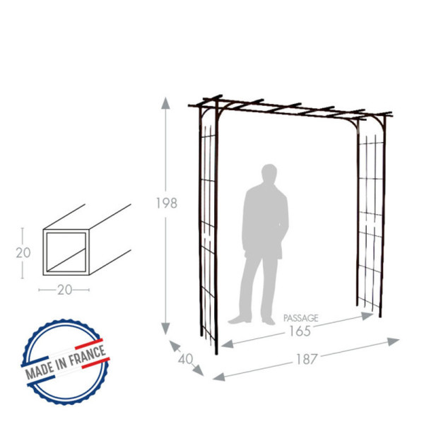 Pergola LOUIS MOULIN Grand modèle en acier fer vieilli